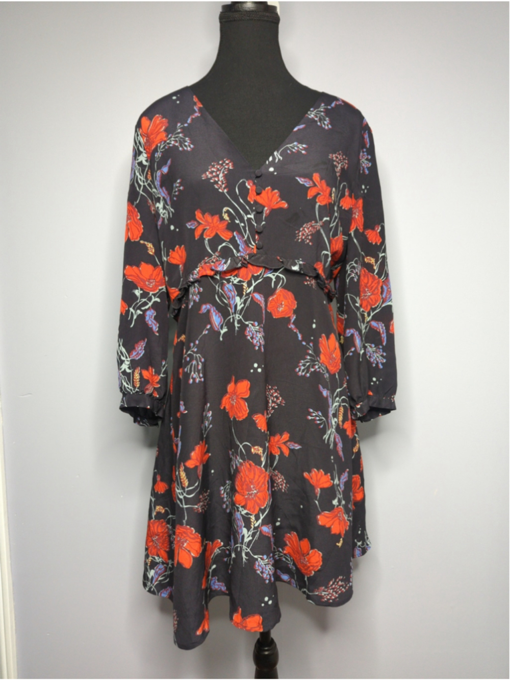 Madewell Windblown Poppies Silk Ruffle-Waist Dress | Size 8 Boho Mini